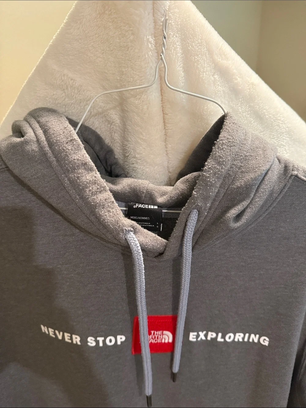 The North Face Men’s Gray Crewneck Hoodie with Red Logo